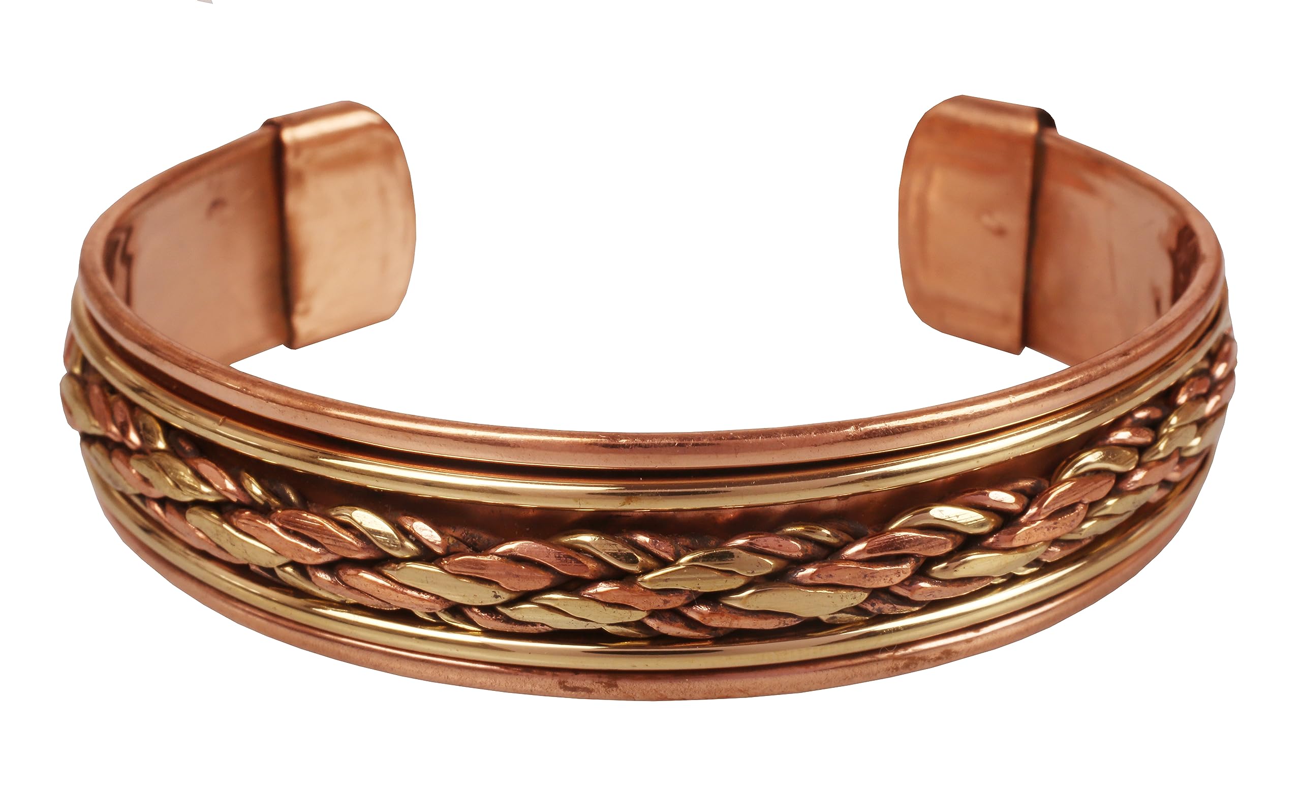 Handcrafted Pretty Copper Brass Multi Layer Braided Pattern Hand Forged With Solid High Gauge Tibetan Elegant Magical Look Bracelet In Two Tones For Men And Women.