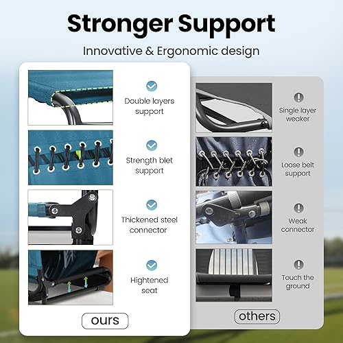 Miniatura 4 de HIGH POINT SPORTS Silla plegable para estadio con bolsa de malla y ganchos para ocultar, silla de estadio portátil con respaldo, silla cómoda para