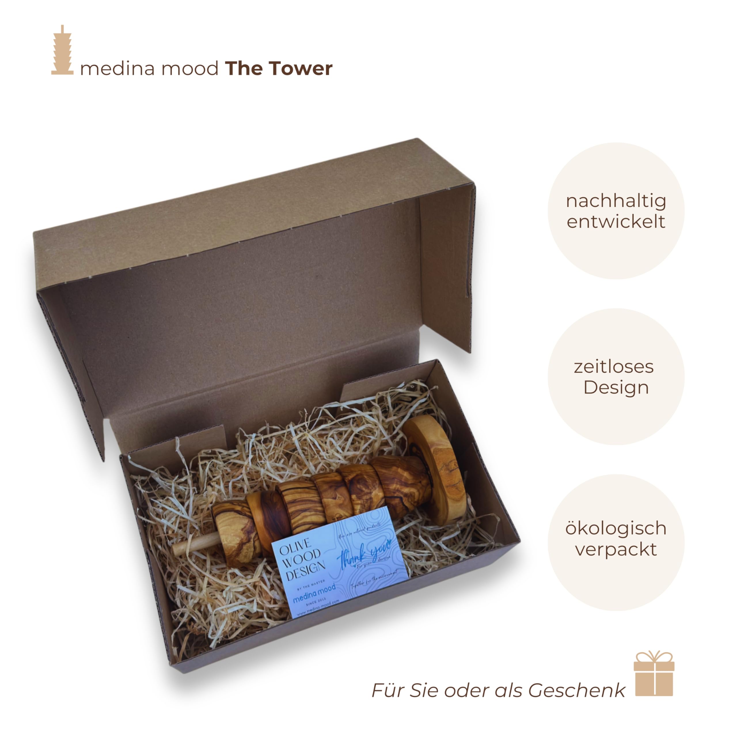 Lot de 6 coquetiers et support en bois d'olivier faits à la main - Peu encombrant - Pratique - Léger - Fait main -