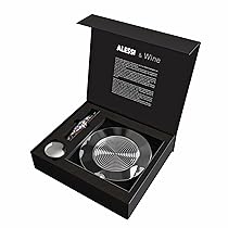 Alessi Alessi & Wine GAM32SET – Set da Vino di Design, Composto da Cavatappi Sommelier, Tappo ad Espansione e Sottobottiglia