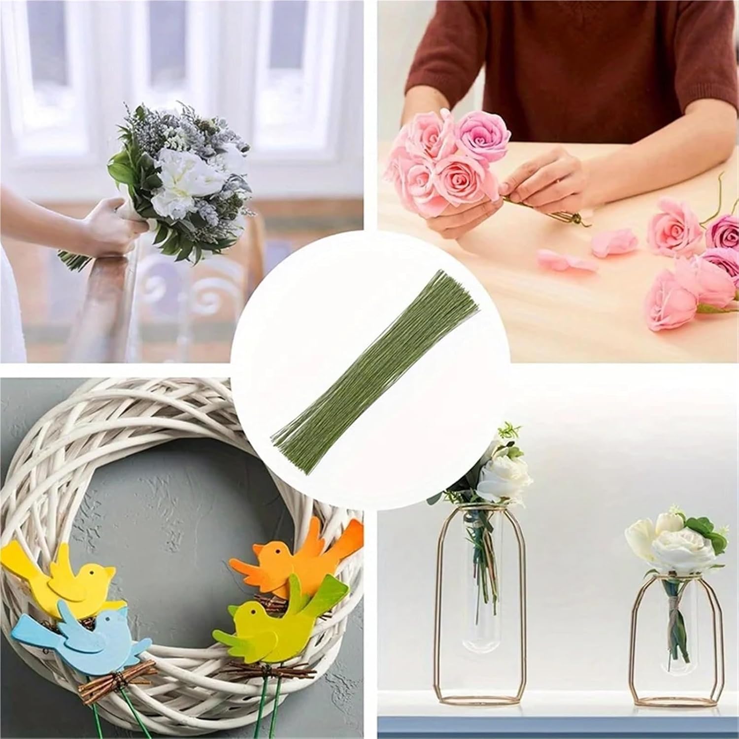 Floral Stem 200pcs Floral Stem Artificial Flower Rod for DIY Crafts Bouquet Arrangements and Decor Supplies