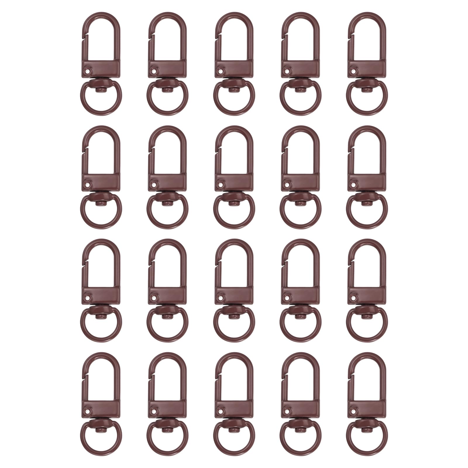 QUARKZMAN Hummerklaue Verschlüsse, 20 Stück 33mm - Metall-Drehverschlüsse Karabinerhaken, Schlüsselanhänger-Clips für Taschen Schlüsselanhänger Geldbörsen Schmuckherstellung (Dunkelbraun)