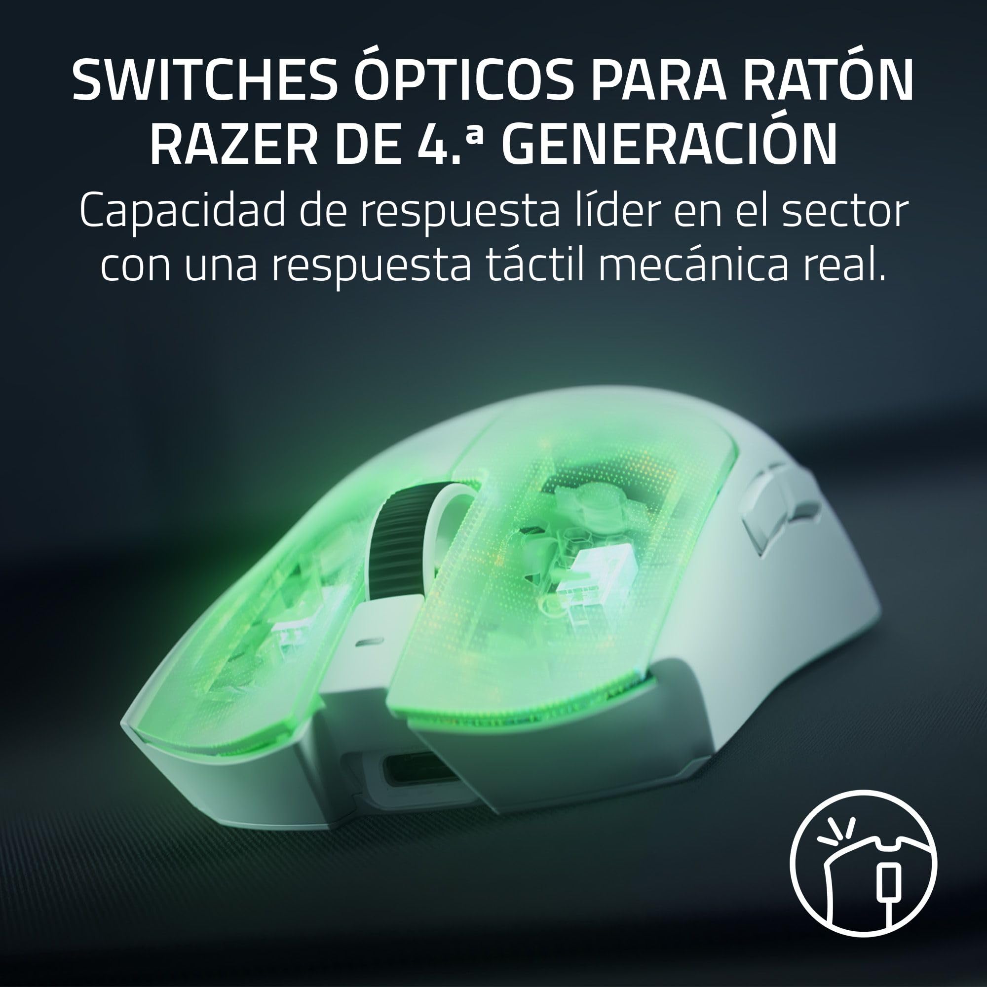 Razer Viper V4 Pro - Ratón Gaming para Esports simétrico inalámbric - Ultraligero 50 g - HyperSpeed Gen-2 con frecuencia de sondeo 8 KHz - Sensor Focus Pro 50K - Rueda de óptica - PC/Mac | Blanco