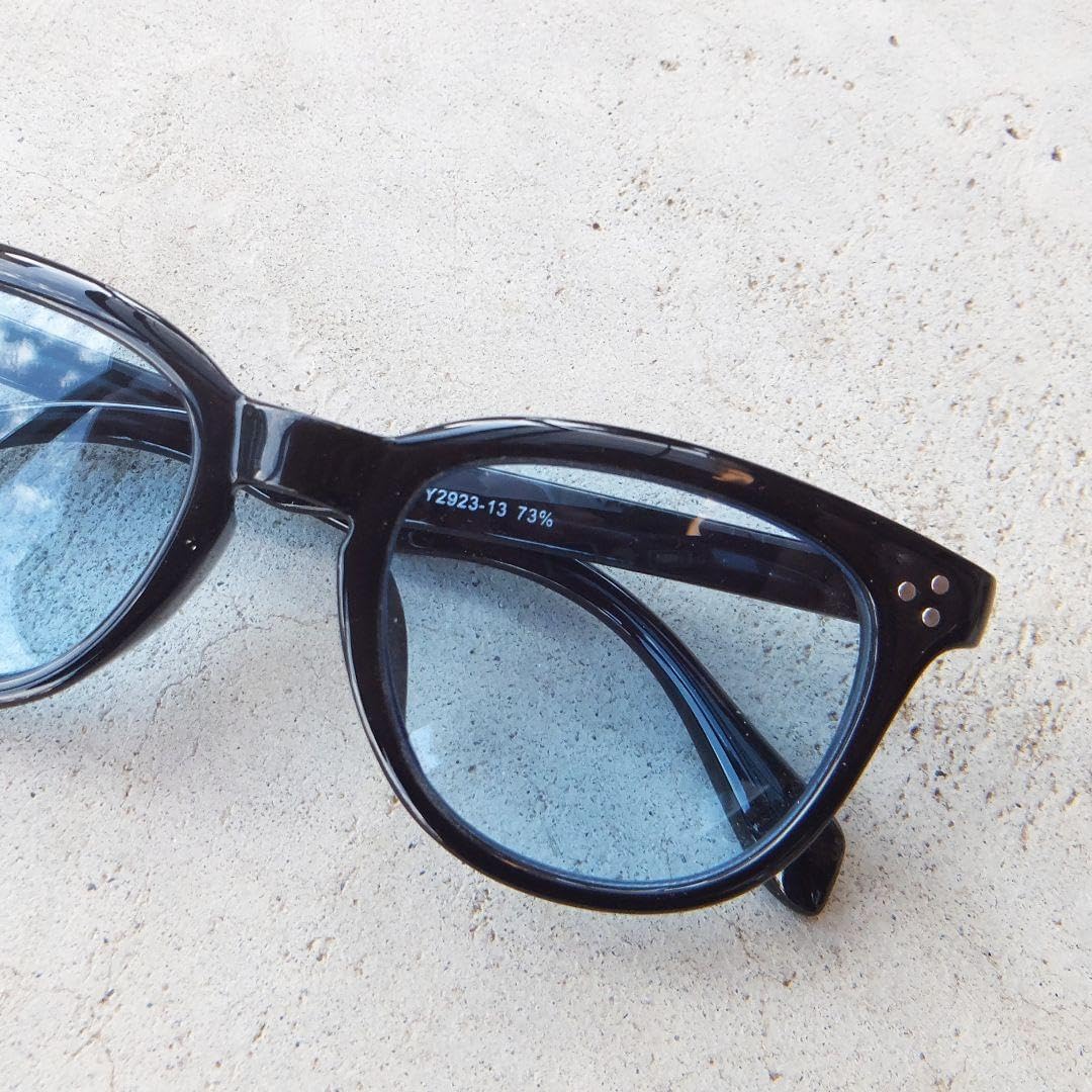 ウェリントン型 ブルーレンズ サングラス アジアンフィッティング