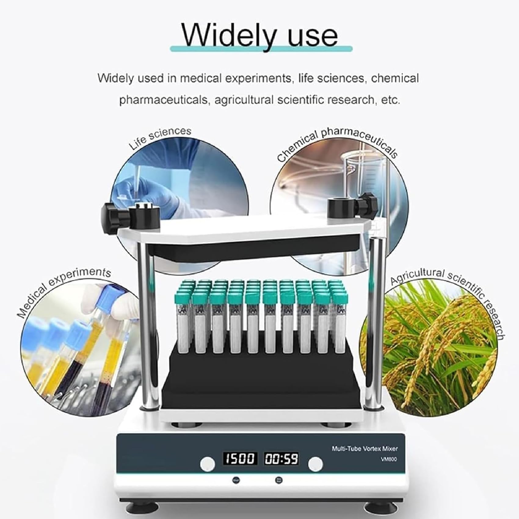 Mezclador de vórtice de Laboratorio, Mezclador Mini de vórtice Multi-Tubo de 3 módulos, Pantalla Digital LCD, Modo de agitación Lenta/Continua
