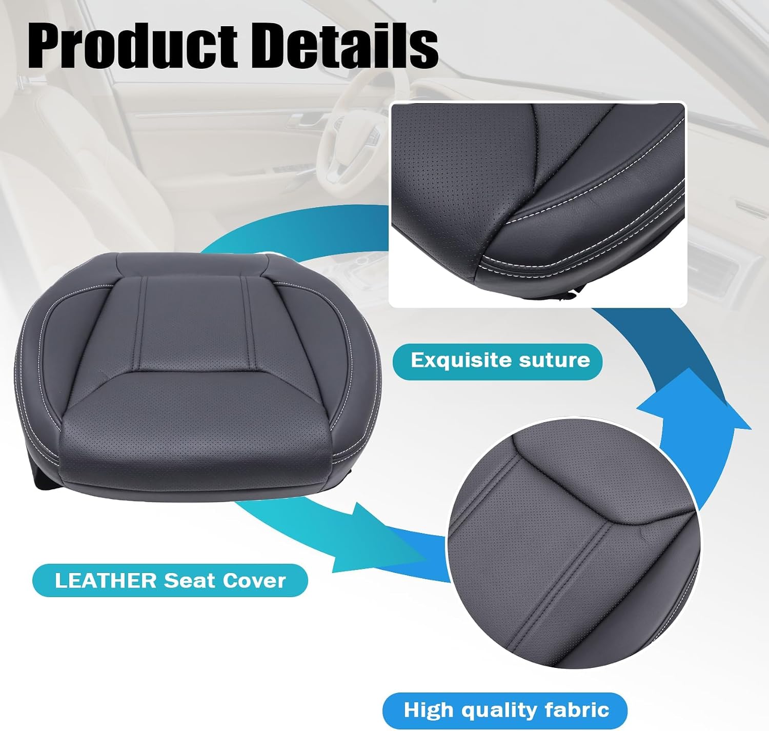 Mythoria Driver Side Bottom Replacement Leather Seat Cover Black Fit for Subaru Forester 2019 2020 2021 2022 2023 2024 | Waterproof & Wear-Resistant & Breathable Car Seat Cover