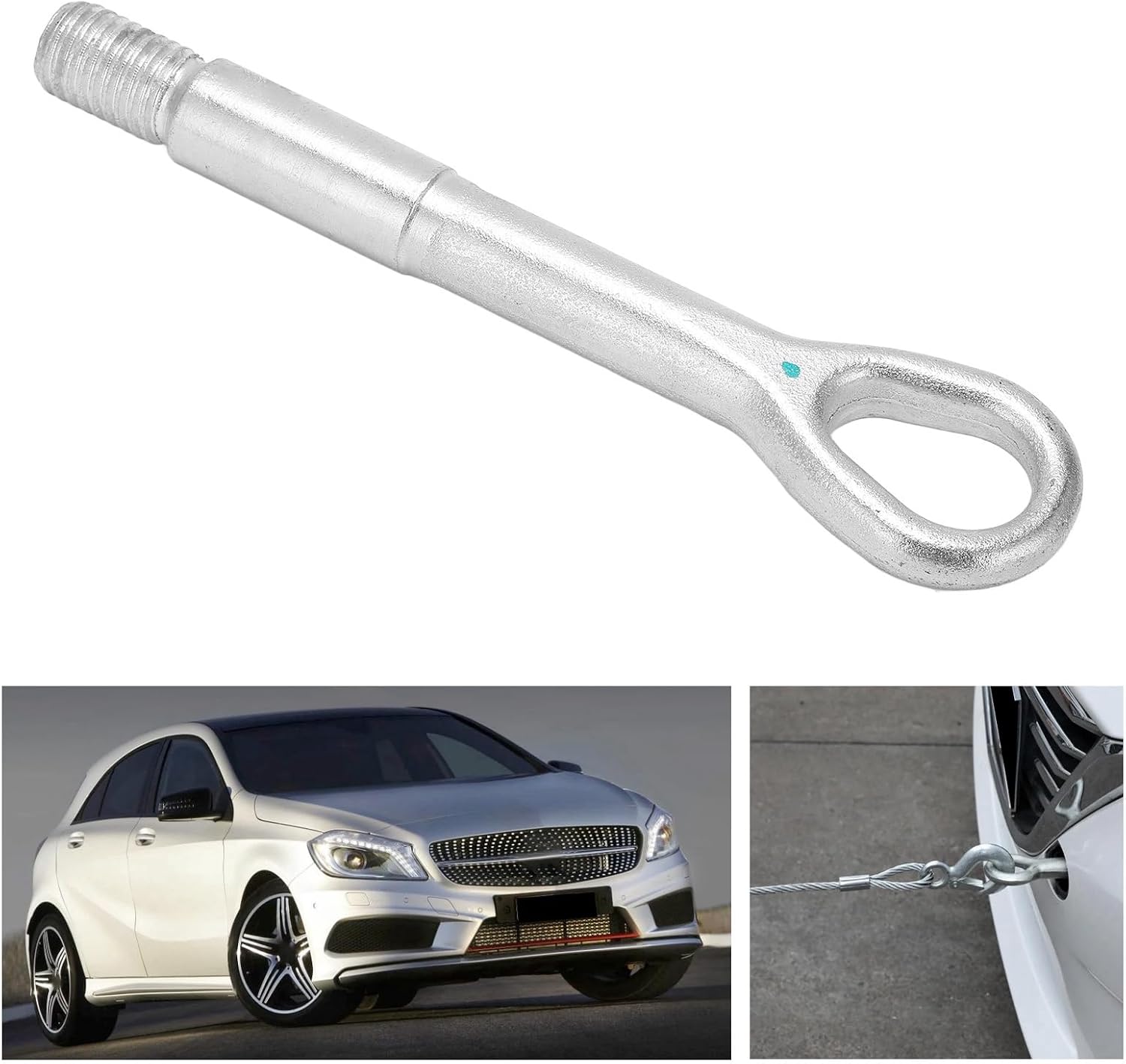 Steel Alloy Front Bumper Trailer Ring Eye Towing Tow Hook Screw Replacement for Benz CL(216) 2006-2014 Car Tow Hook Towing Eye Ring Silver