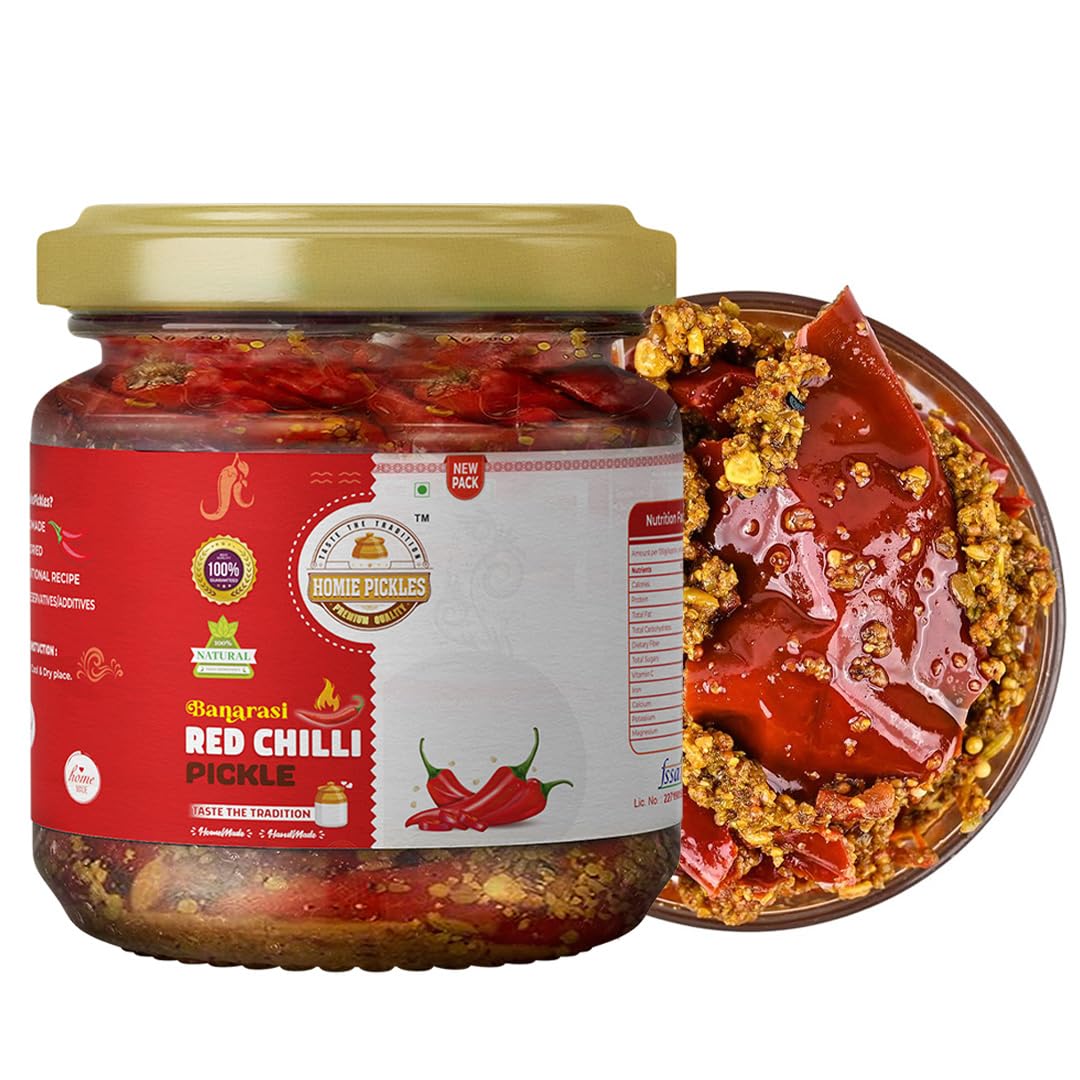 HomiePickles Red Chilli Pickle Homemade lal Mirchi Ka Achar in Fresh (Pack of 1) (250gm)