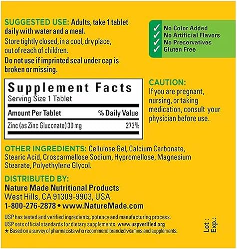Miniatura 4 de Nature Made Zinc 30mg Pack de 4