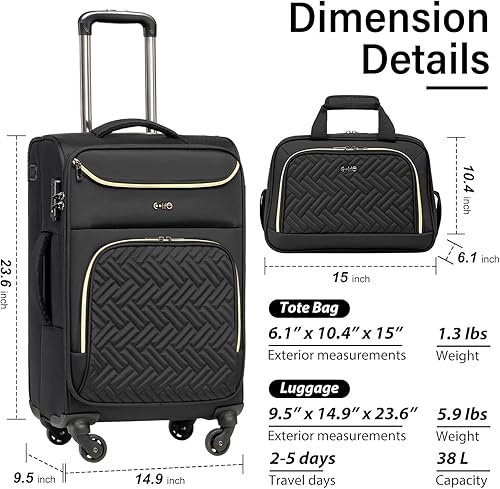 Miniatura 7 de Coolife Maleta de equipaje de mano con ruedas, bolsa de viaje ligera con ruedas (azul, de mano de 20 pulgadas)