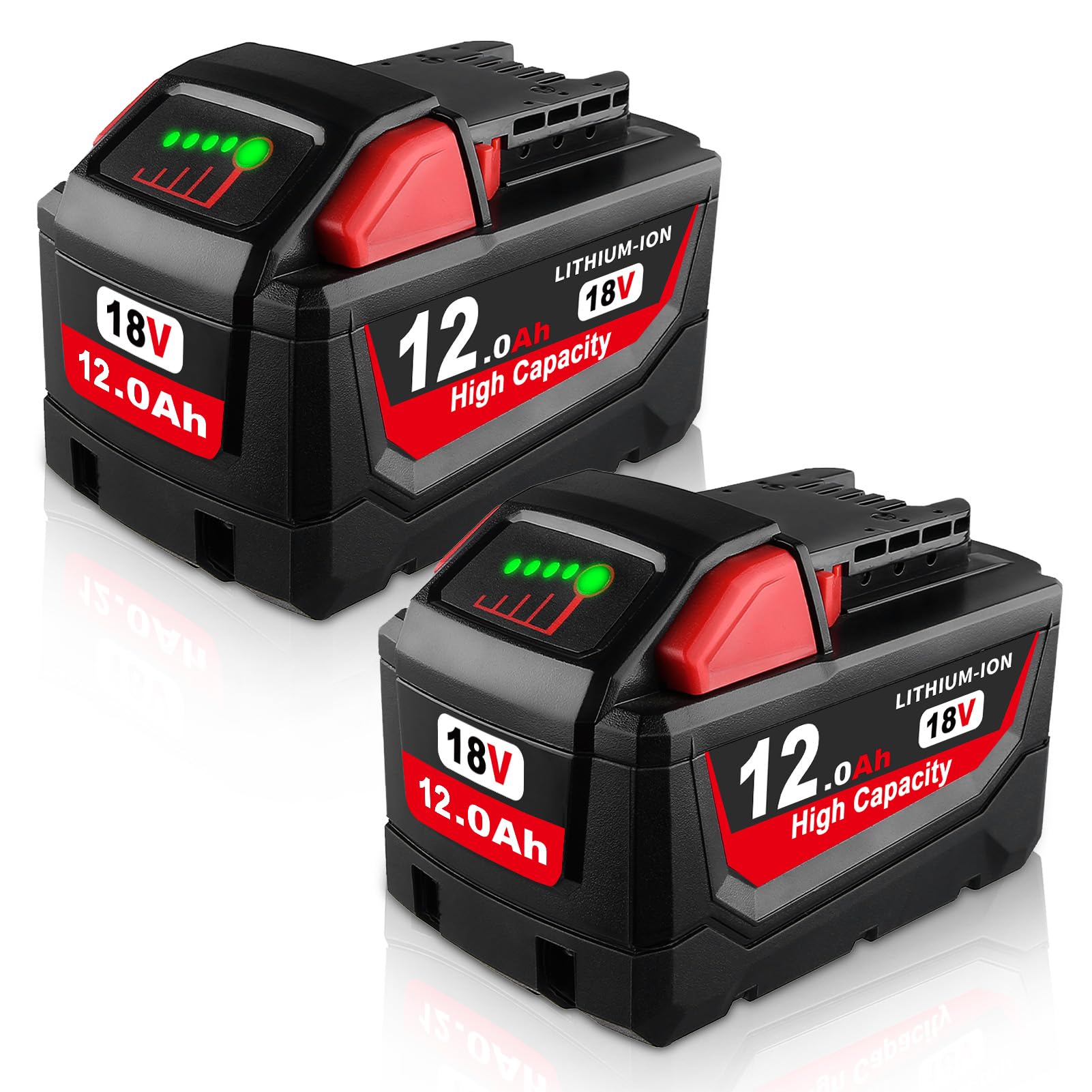 2Pack 12.0Ah 48-11-1813 Battery Replacement for Milwaukee 18V Battery 48-11-1840 48-11-1850 48-11-1852 48-11-1860 Cordless Power Tools