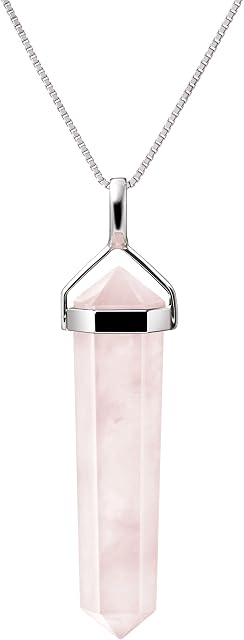 Franki Baker Rose Quartz & Sterling Silver Double Point Pencil Pendant Necklace. 50cms