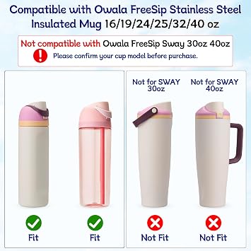 4 Sets Replacement Lid Rubber Seal for Owala FreeSip 24oz 32oz, Replacement Stopper and O Ring Gasket Parts Compatible with Owala 16/19/24/32/40oz Water Bottle Insert Silicone Accessories B1