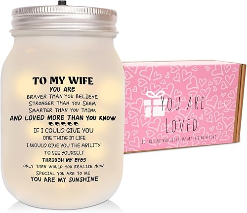 Miniatura 2 de CNVOILA Regalos del Día de San Valentín para Ella, Para Esposa de Esposo, Frasco Mason de San Valentín Esmerilado, Elegante Decoración