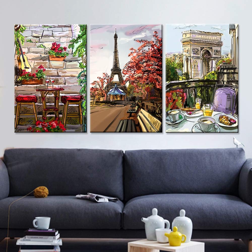 Toile Paris ville paysage pour mur de salon moderne