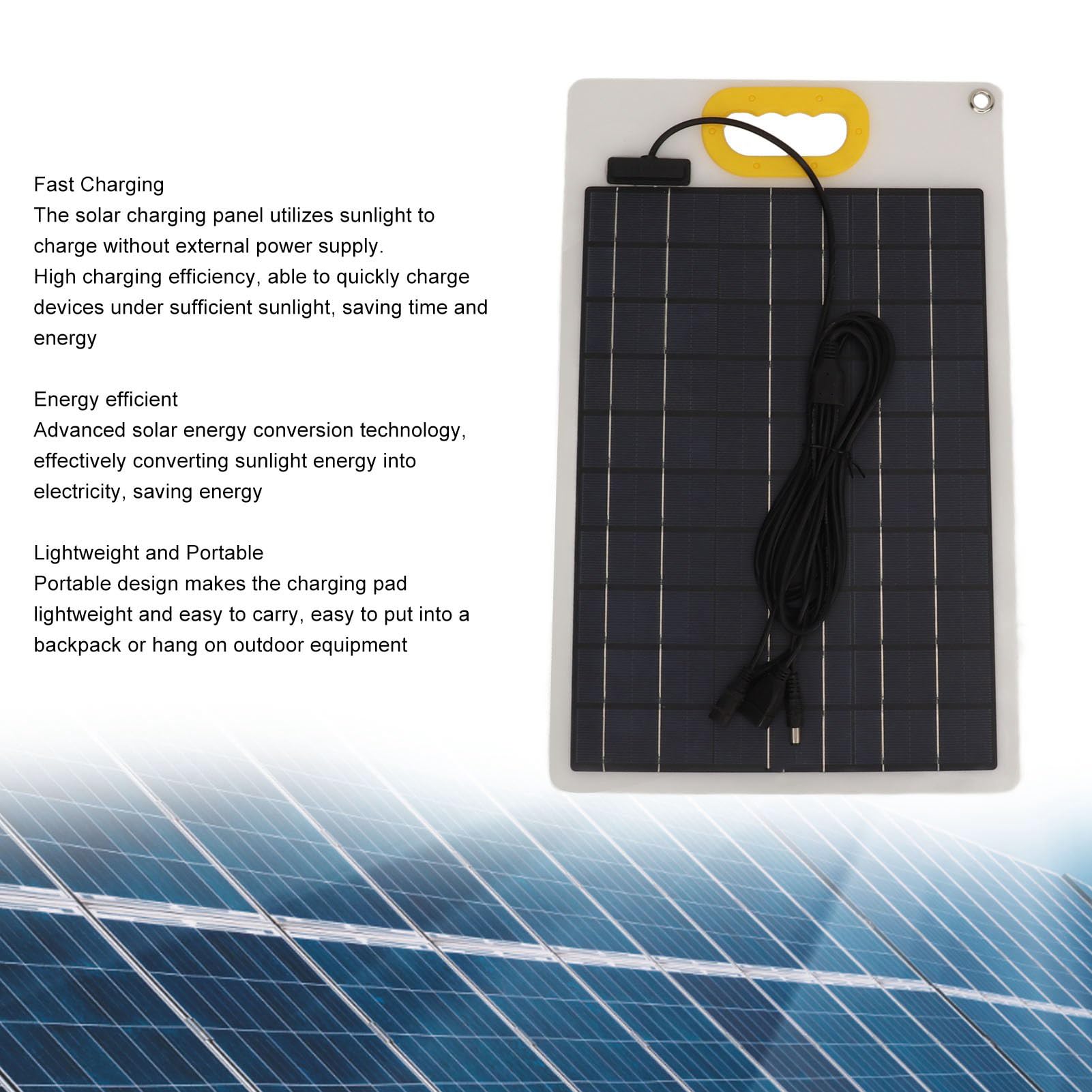 Srliya Panel Solar Portátil Eficiente de 100W, Carga Rápida para Acampar Al Aire Libre, Senderismo, Banco de Energía USB 24V DC 12V 5A, Material ABS Ligero