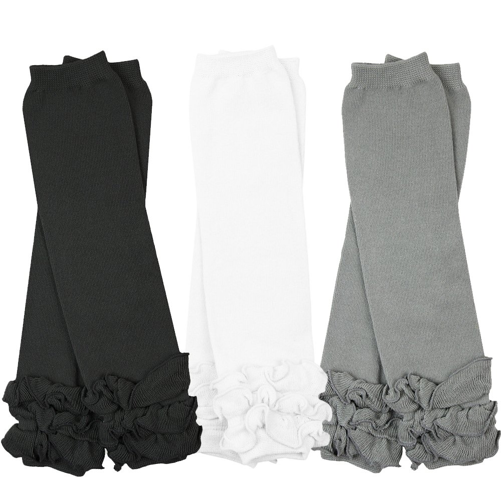 juDanzy 3 Paires De Jambières Bébé Filles Pour Nouveau-Né, Nourrisson, Enfant En Bas Âge, Enfant petites filles|Blanc, Noir, Gris|Taille Unique (10 Livres À 10 Ans Et Plus)