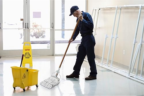 Miniatura 5 de Paquete de 2 trapeadores de 59 pulgadas, mango de trapeador de grado comercial, mango de madera de resistencia industrial, mopas húmedas para