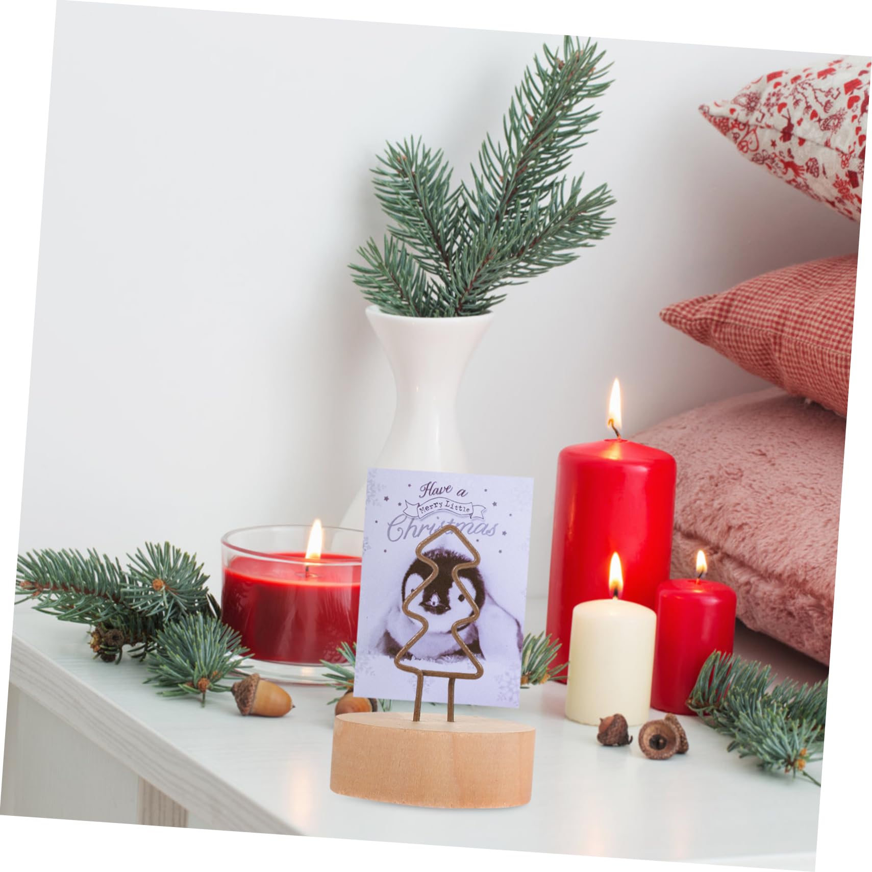 Operitacx 36pezzi Supporti Per Note Tema Natalizio Clip Forma Di Albero Di Natale Ferro Con Base Legno Per Decorazioni Di Feste e Ricevimenti