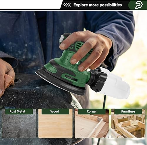 Miniatura 7 de Prostormer Lijadora de Detalles, Lijadora de Ratón de 13000 RPM, Lijadoras Eléctricas de Palma de 1.6A con 15 Piezas de Papel de Lijar, Caja de