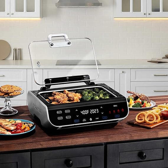Gourmia 5in1 FoodStation Smokeless Grill & Air Fryer with Integrated