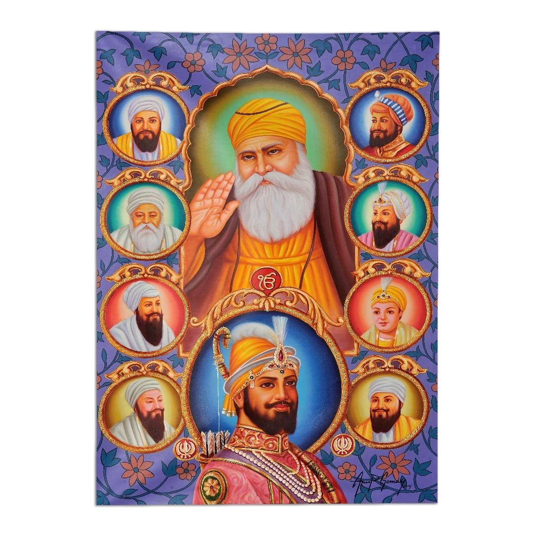 100Yellow® Golden Temple, Guru Gobind Singh, Guru Nanak Printed Paper Posters For Bedroom, Living Room, Wall Decor |(300GSM Thick Paper Used |18×12 Inches| Multicolor| Unframed)