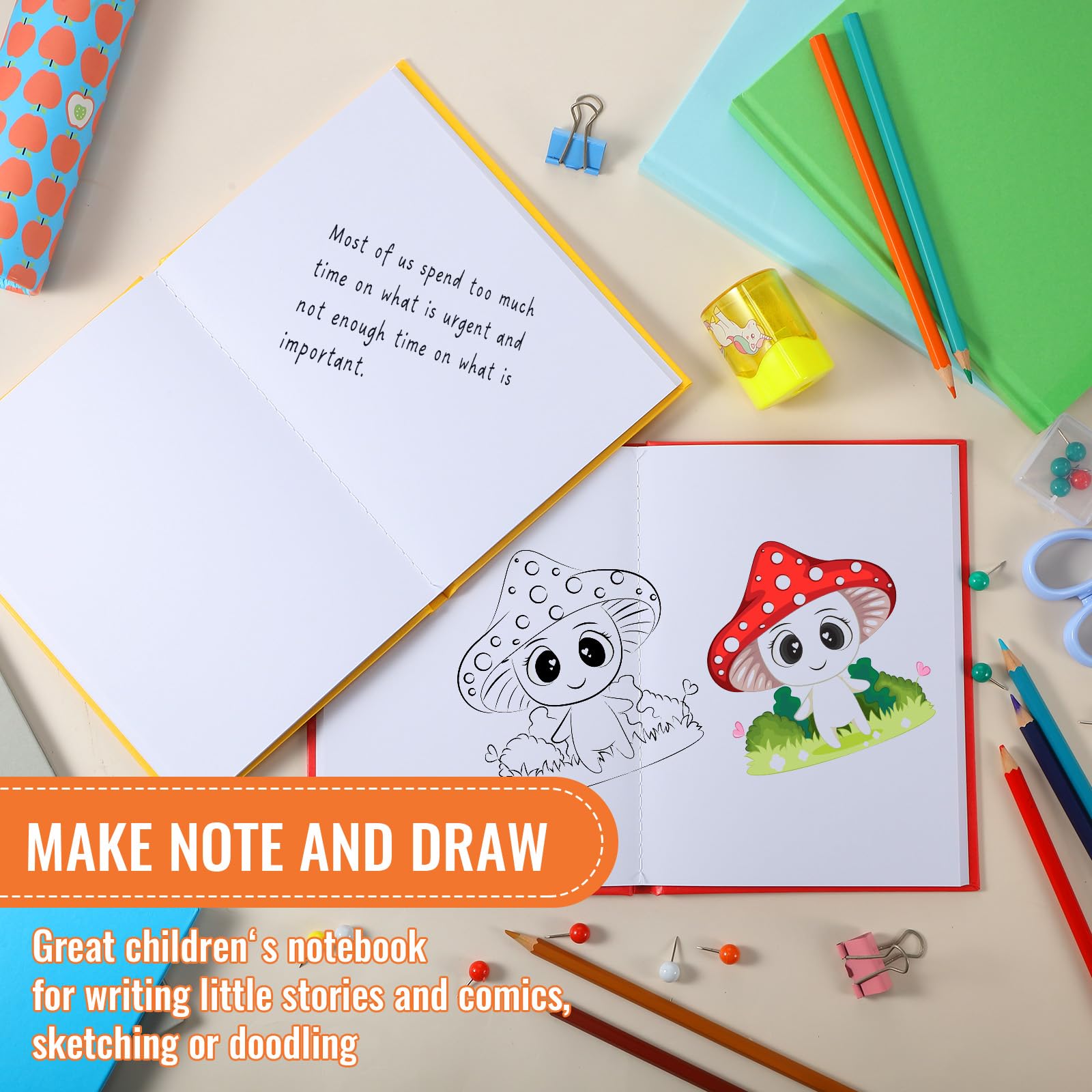 Ireer 24 quaderni colorati con copertina rigida, 12,7 x 12,7 cm, per bambini, per scrivere storie, diari, schizzi, scrittura, fai da te, 72 pagine (colori misti)
