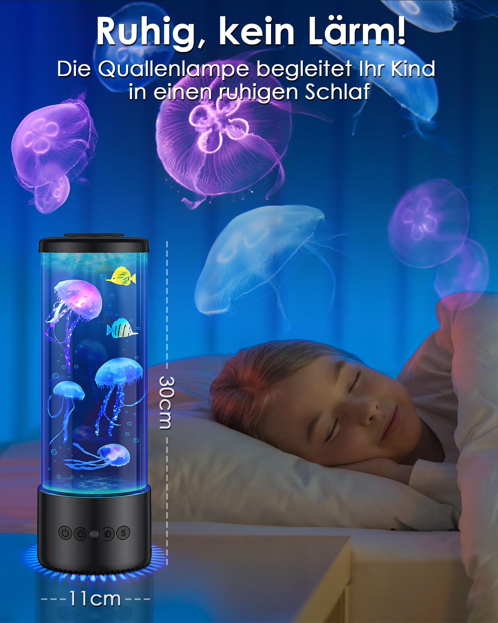 Quallen lampe mit 17 Farben und Fernbedienung, Jellyfish Lamp mit 4 Lichtmodi, LED Quallen Aquarium Lampe für Kinder Erwachsene