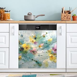 Dishwasher Magnetic Cover Painting Flowers Print for Home Appliances 23x26 inches