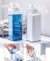 Ulawellor 1900 ml Mosópor Tároló Doboz 2 db - Légmentes Mosószer Adagoló Mérőpohárral, Újrahasználható Tartály Mosóporhoz, Szemcsés Tisztító 7