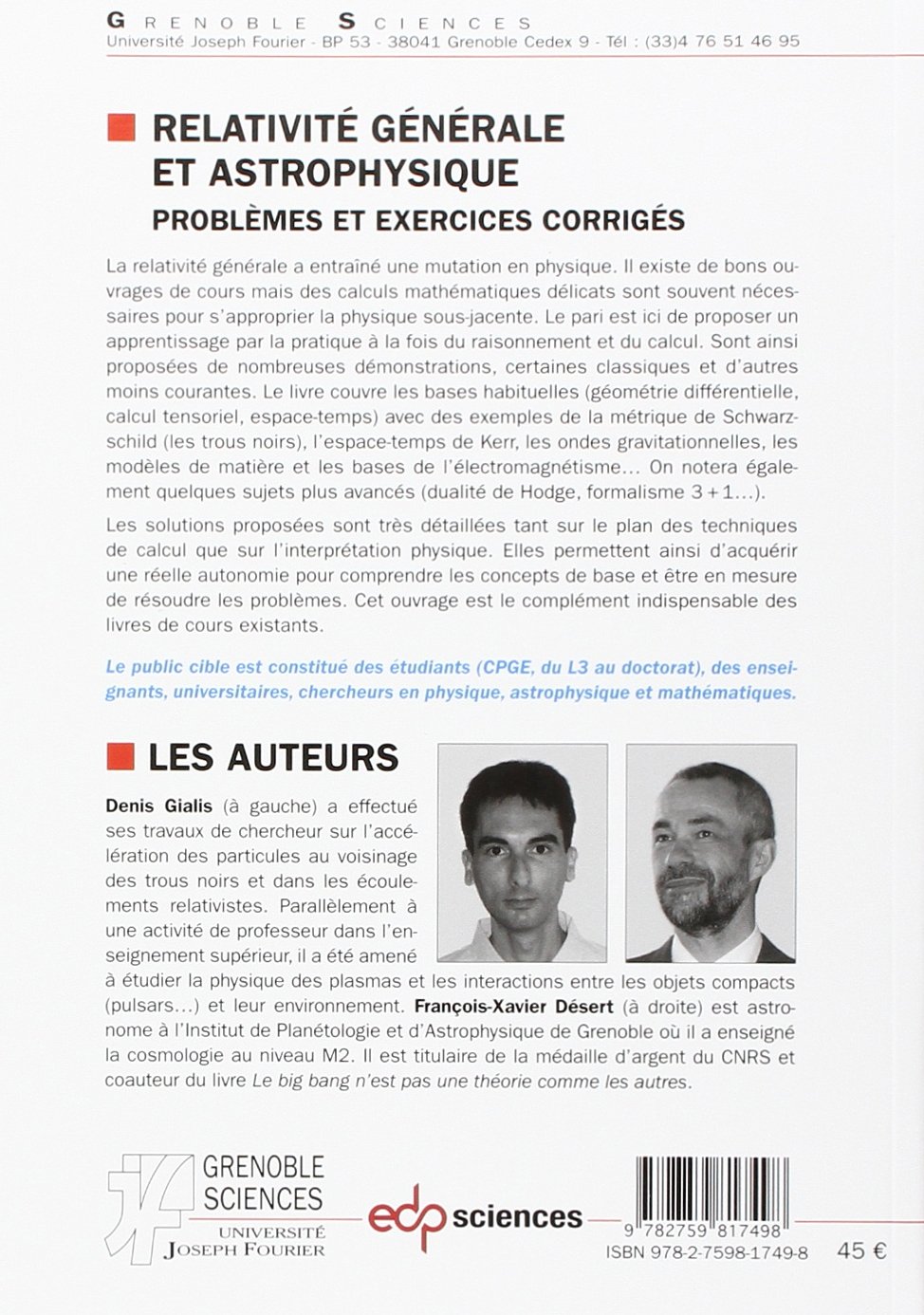 Relativité générale et astrophysique problèmes et exercices corrigés