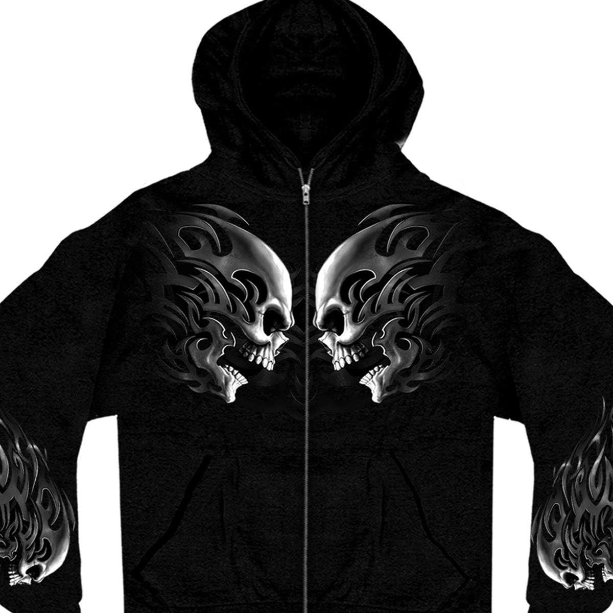 Hot Leathers Black Head Butt Skulls Zipper Hoodie