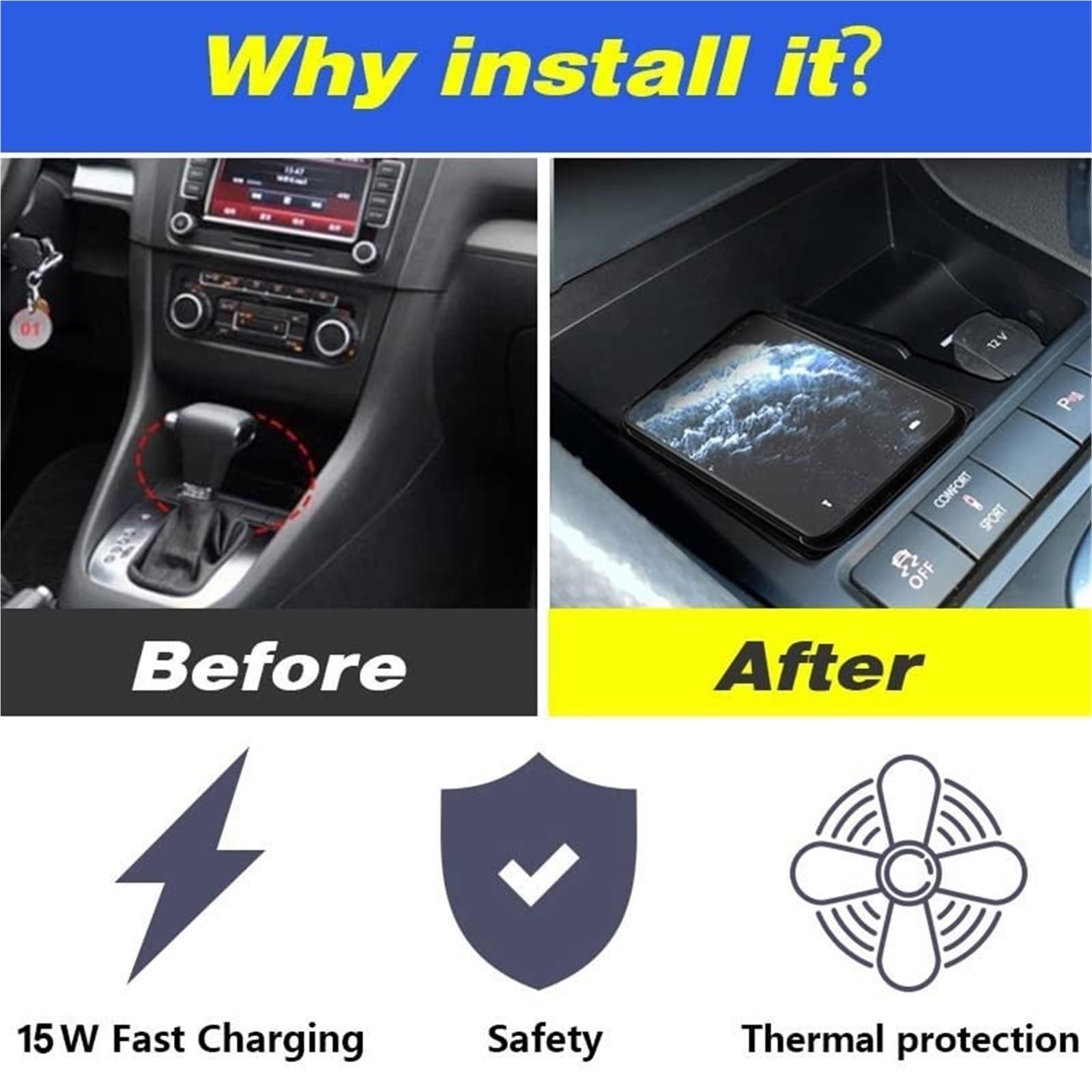 Caricabatterie wireless for auto QI con ricarica rapida