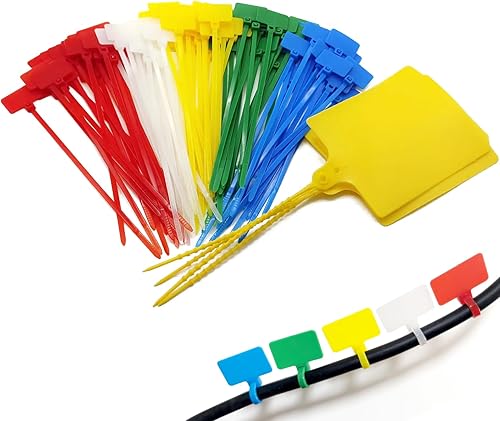 Etiquetas de amarre para marcadores de cables, 104 etiquetas con cremallera autobloqueantes para escribir en la etiqueta, etiqueta de alambre de