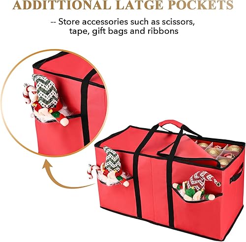 Miniatura 3 de BROSYDA Caja de almacenamiento de adornos de Navidad, organizador de almacenamiento de adornos para 128 bolas de adorno de 3 pulgadas, 8 bandejas