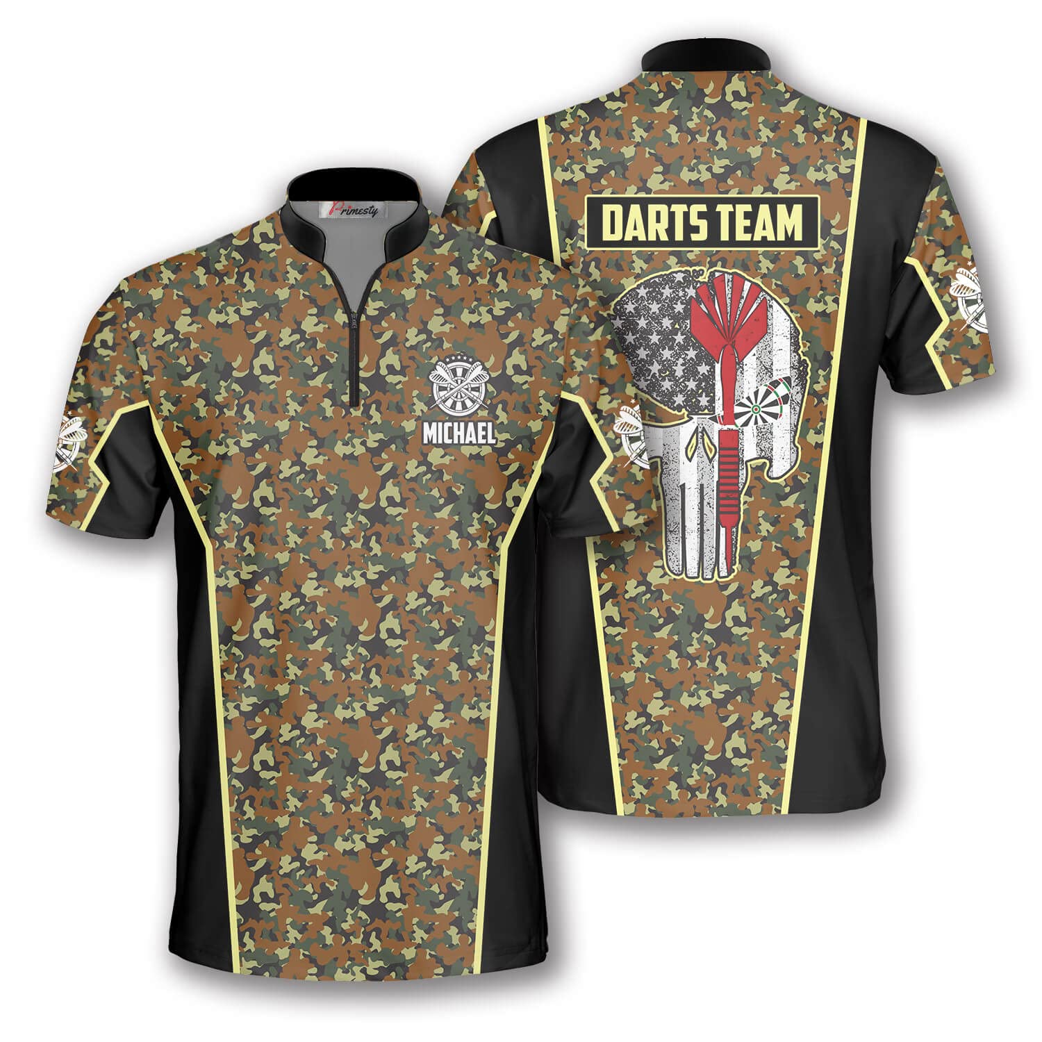 PRIMESTY Personalized Dart Jerseys for Men, Dye-Sublimated Custom Team Jerseys, Sash Collar, Size S-5XL