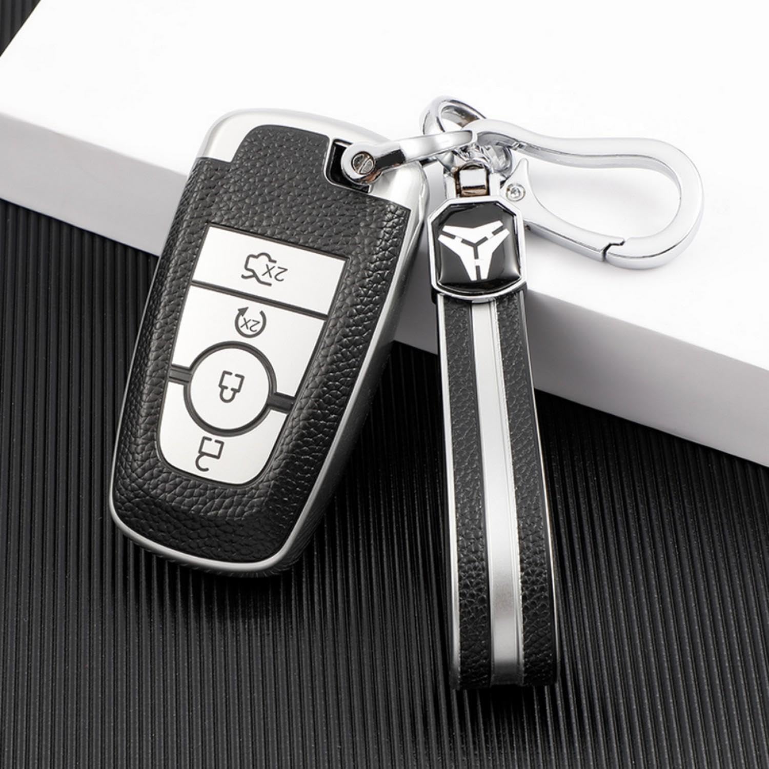 LAVIYE Custodia per portachiavi per auto in pelle TPU, per Ford Edge Fusion Mustang Explorer F150 F250 F350 Ecosport Accessori per portachiavi