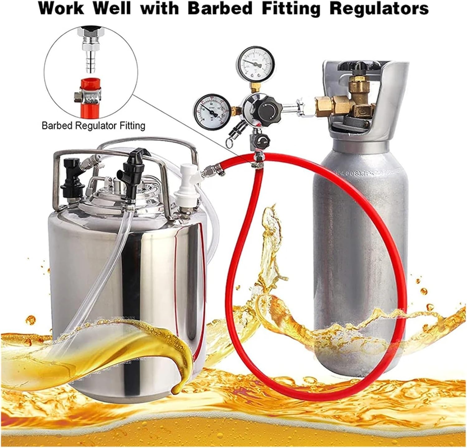 Brewing Accessories Beer Gas Line Assembly with 5/16" Ball Lock, MFL Liquid Disconnect with 1.5M Gas Line for Home Beer Brewing Equipment Brewing Accessories(Red)