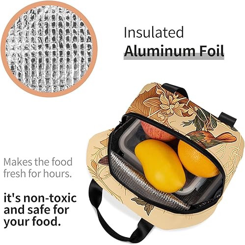 Miniatura 6 de OOZ Rportable - Lonchera para mujeres y hombres, aislada, reutilizable, para oficina, trabajo, picnic, playa, cuenta con colibríes y hojas, color