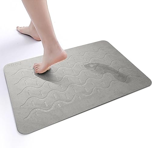 Miniatura 3 de Tropeki Tapete de baño de piedra grande 23.6 x 15.7 pulgadas, antideslizante, súper absorbente, de secado rápido, fácil de enjuagar, ideal para