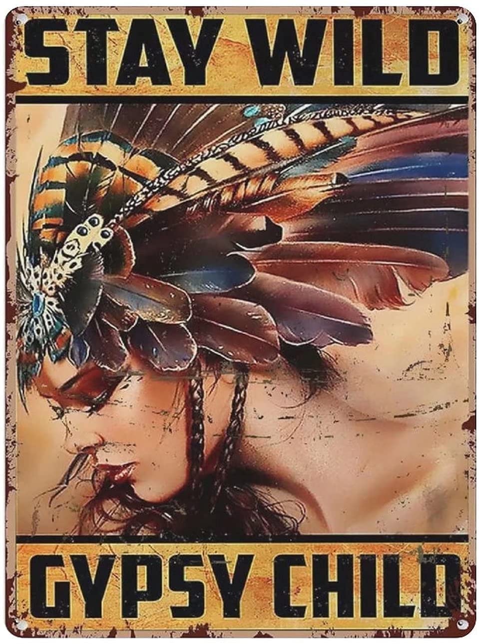 Tin Sign Gypsy Girl Vintage Retro Collectible tin Sign Wall Decoration Poster Home bar Restaurant Garage Cafe Art Metal Sign Gift 12x8 Inch