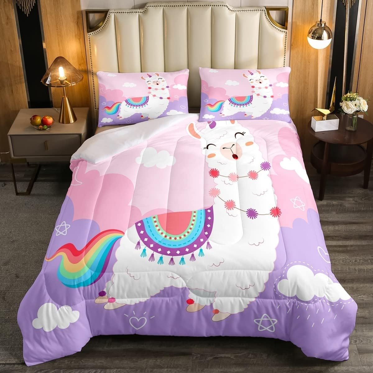 Couette 240x260 chaude alpagas colorés sans housse avec 2 taies d'oreiller