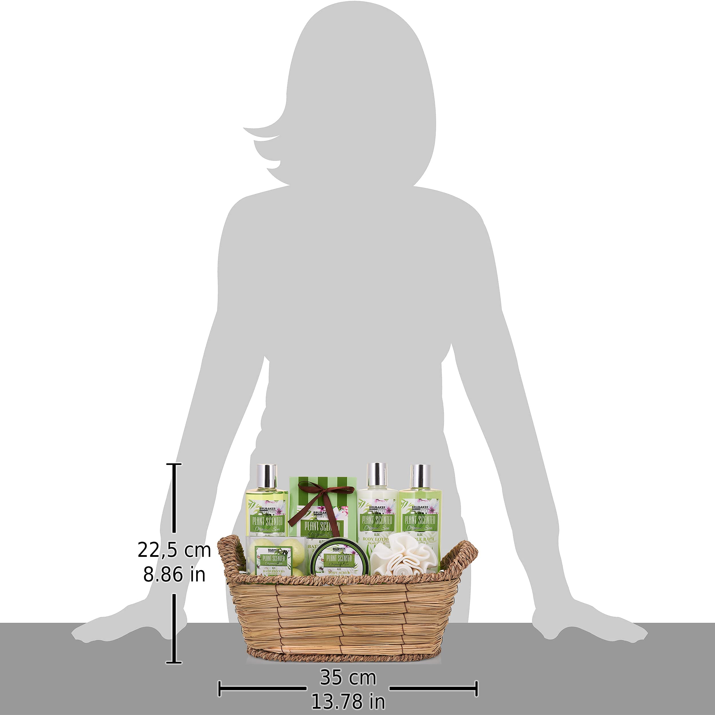 Brubaker Cosmetics Aloe Vera Bath And Shower Set - 11-Częściowy Zestaw Upominkowy w Koszu Wiklinowym