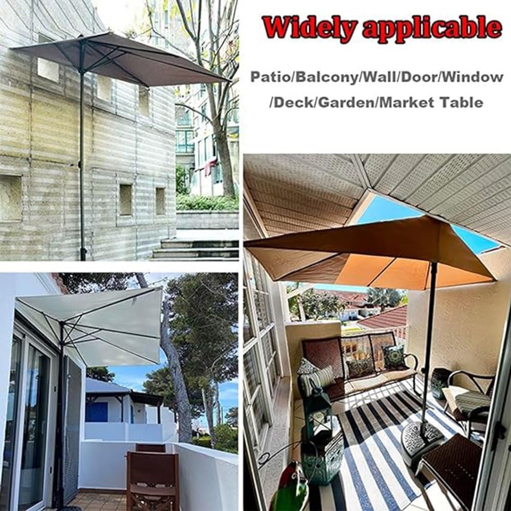 sdneNest Toldo de repuesto para medio paraguas de 8 x 4 pies, paño rectangular de repuesto para sombrilla de patio, cubierta superior de paraguas, rojo vino, 2,5 x 1,3 m