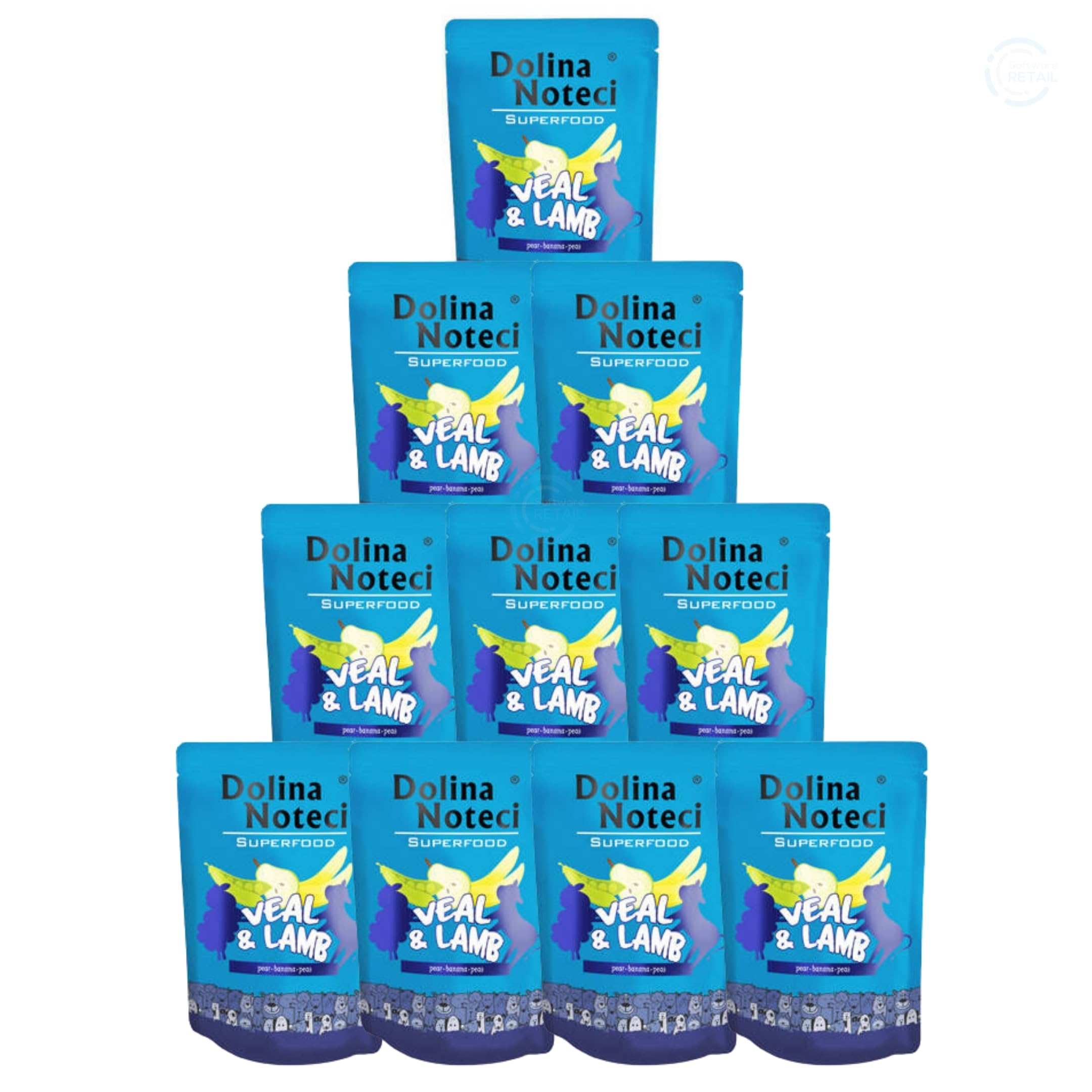 Dolina Noteci Premium SUPERFOOD Grain-Free Wet Dog Food for All Breeds – Natural Recipes, Tailored Nutrition, Unique Meats & Functional Supplements, No Additives (Veal & Lamb, 10x300g)