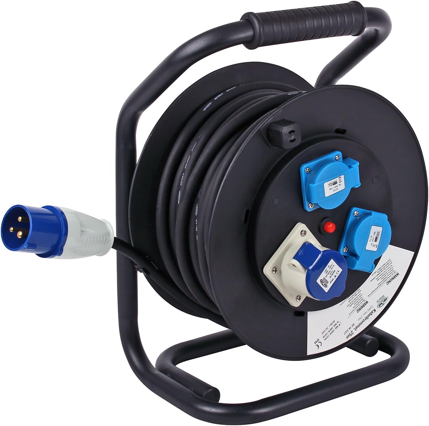 Carbest CEE Camping – Cable Reel 25 Metre 2.5 mm, 3600 Watt 16 A Thermal Circuit Breaker IP44 I