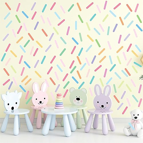 300 calcomanías de pared extraíbles con rayas de confeti coloridas para niños, niñas, bebés, decoración de pared para dormitorio y guardería