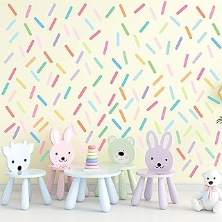300Pcs Sprinkle Wall Decals Removable Colorful Confetti Stripe Wall Stickers for Kids Boys Girls Babies Bedroom and Nursery Wall Decoration (Confetti-A)