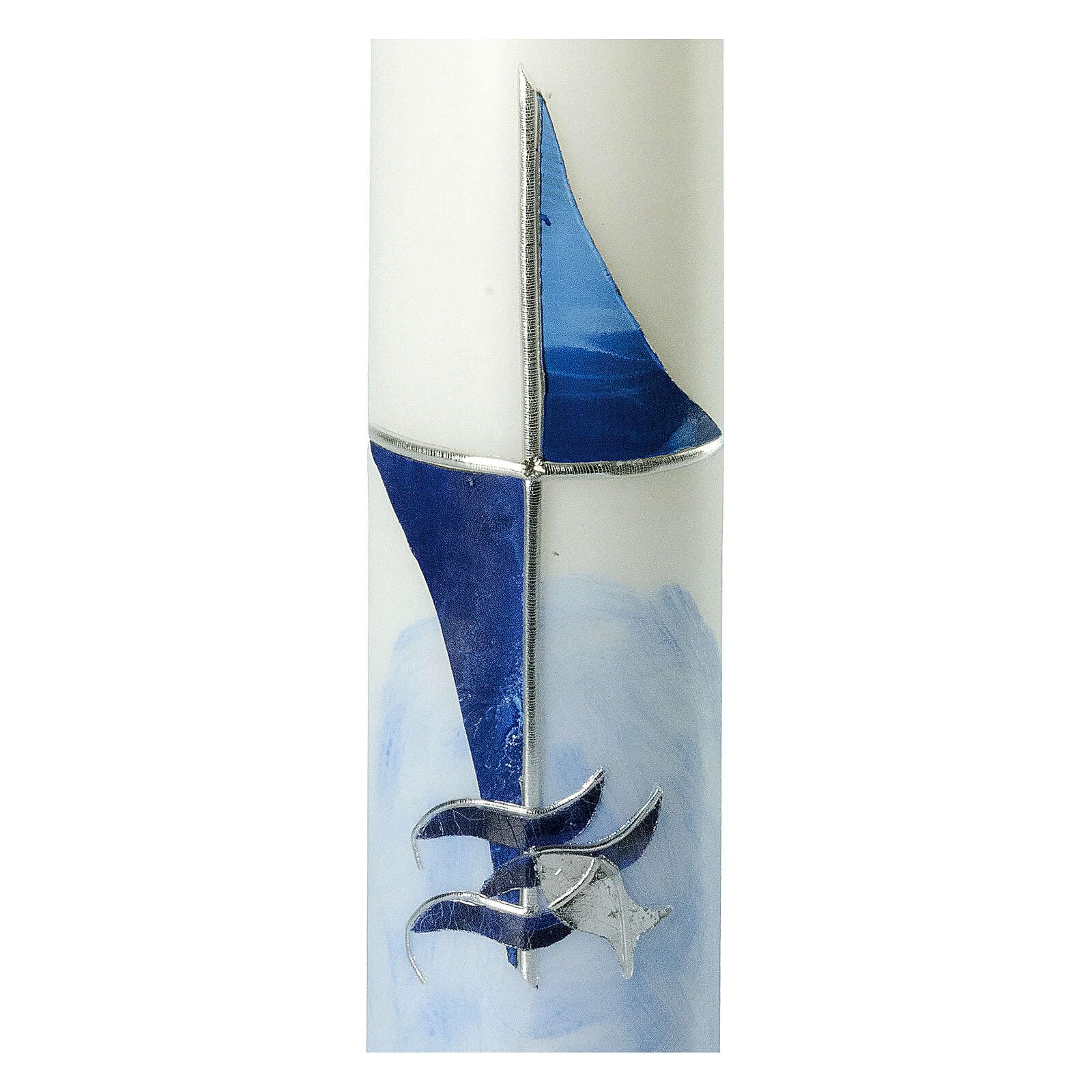 Candle for Christening, Cross-Shaped Blue sail, 265x60 mm