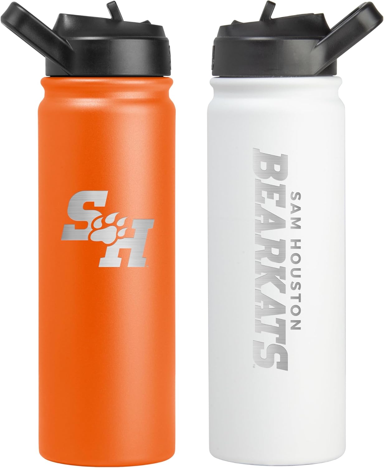 FANMATS NCAA Sam Houston State 24 oz Stainless Steel Water Bottle 2 Pack — Team Color & White | Easy to Carry Lid